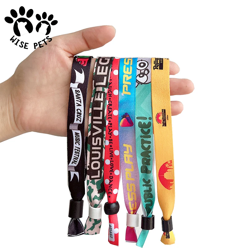 Custom Fabric Party Bracelet Festival Cloth Entrance Ticket Woven Wrist Hand Bands VIP RFID Satin Concert Wristband For Events