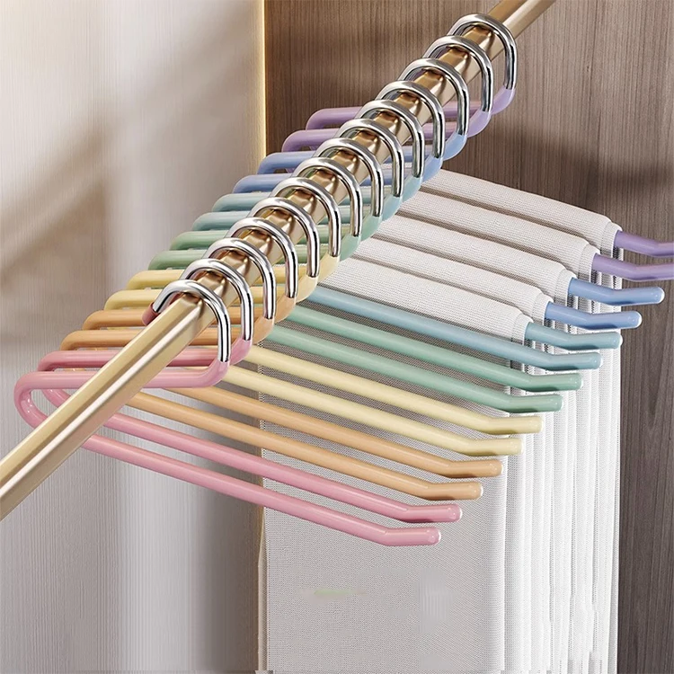 Wholesale Space Saving Metal White Open Ended Pants Hanger Multicolor Space Saving Hangers
