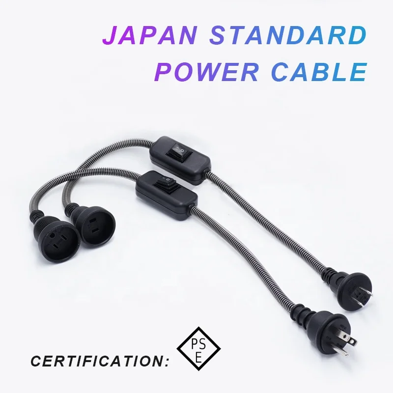 Japanese standard 2 pin waterproof online rocker switch and female plug VCT 2*0.75mm2 PC power cord