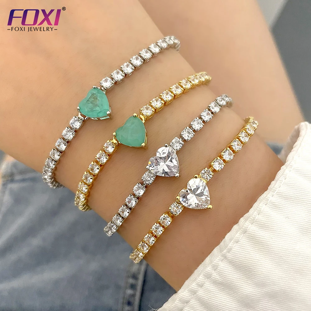 accessoires personalise prenom gemstone wholesale high quality dubai gold bangles heart tennis bracelet women (1600525892358)