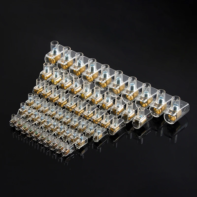 Jesiro Universal Widely Used Pc Housing Transparent Terminal Block 10 Position 1.5-16mm2 Brass Contact Connector Wire