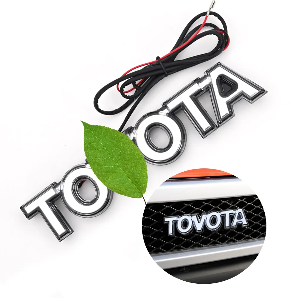 Illuminated ABS flashing LED Car Front Grill Badge Led Logo Light Emblem for  toyota fj150 land cruiser