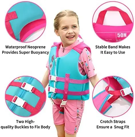 New Arrive Girls Neoprene EPE Floating Swim Trainer Vest Kids Swimming Aid Paddle Life Jacket Vest For Learning Life Vest