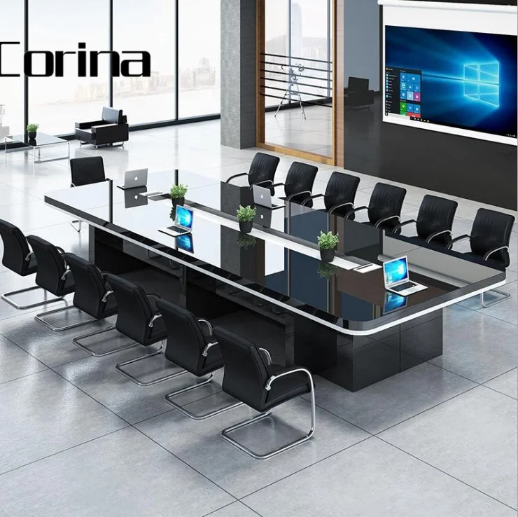 office furniture conference room table and chairs sets modern black glossy luxury conference table