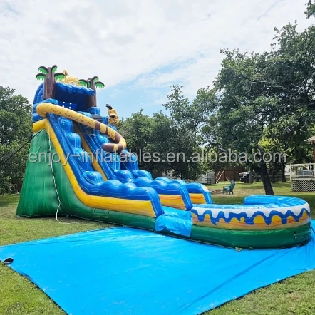 New style Kids Party Commercial Inflatable coconut Palm tree water slide