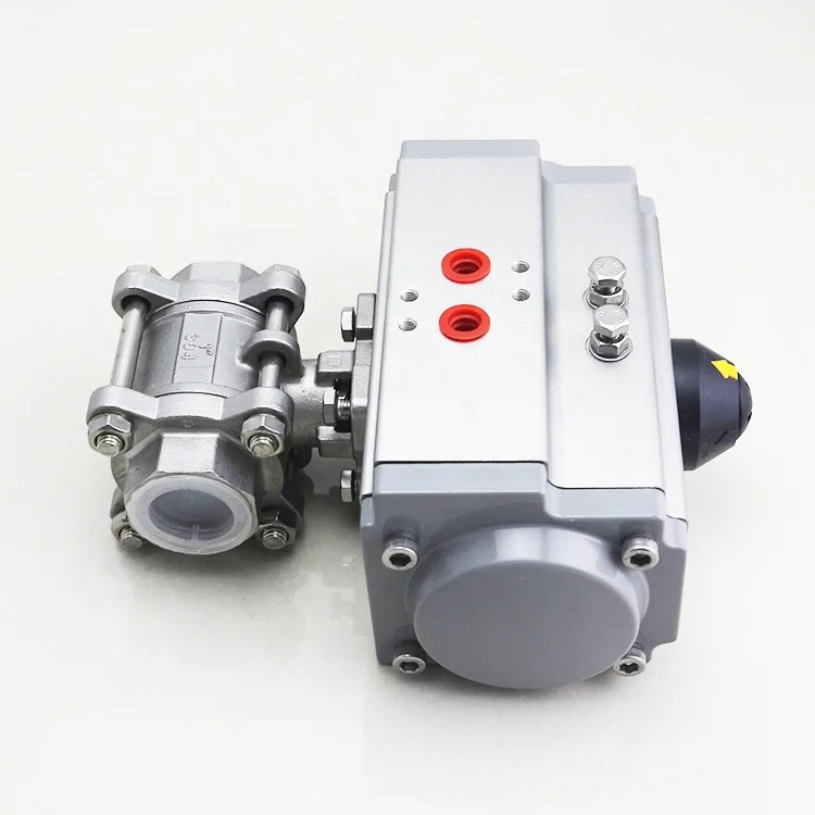 3PC aluminum double acting return rotary pneumatic ball valve actuator