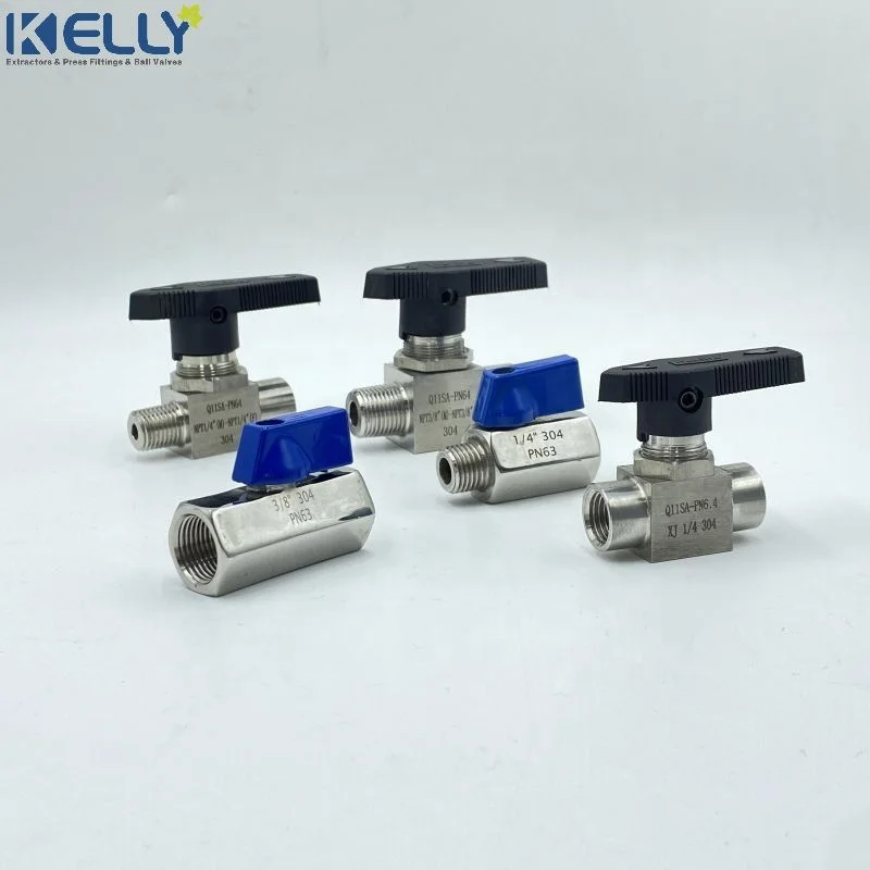 Q11SA PN64 Ball Valve female to male ball valve with black handle 304 Stainless Steel