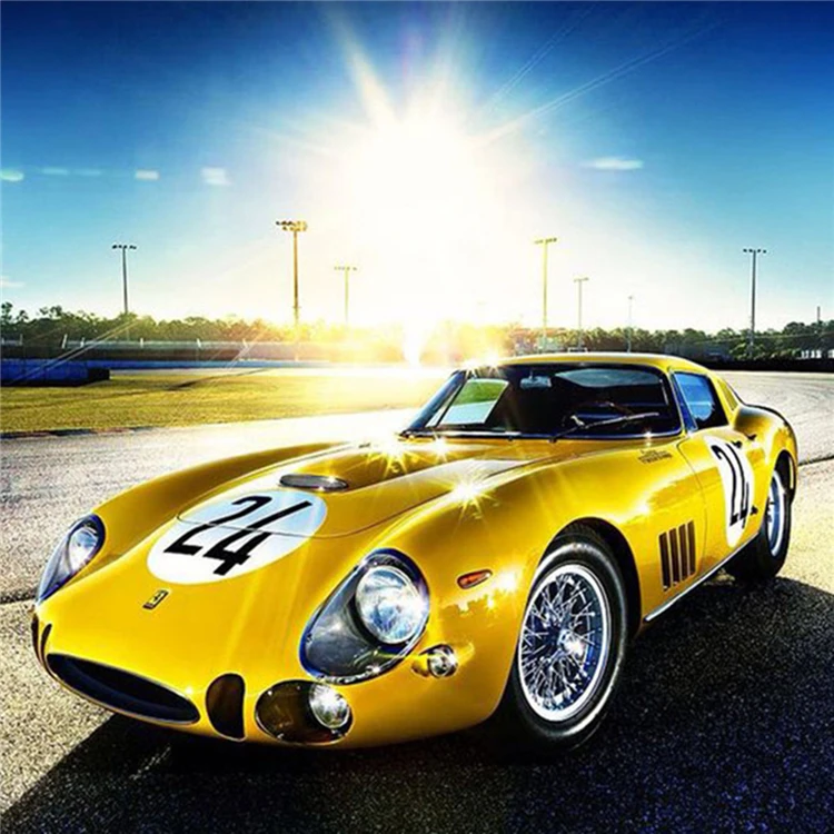 Yellow Sports Car Diamond Painting Landscape Full Drill Wall Art Painting Embroidery Handmade Gift Home Decor