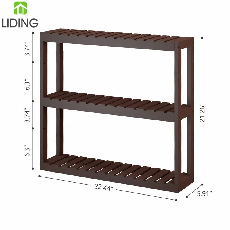 Bamboo Shelf 3-Tier Utility Storage Organizer Plant Stand Towel Holder