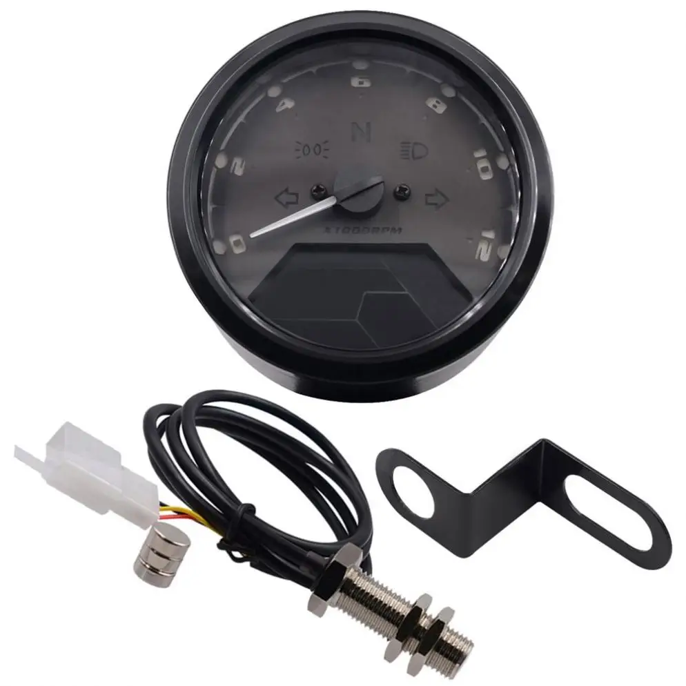 LED 12000RPM 6 Gear Universal Motorcycle LCD Digital Speedometer Backlight Motorcycle Odometer For1, 2,4 Cylinders Meter