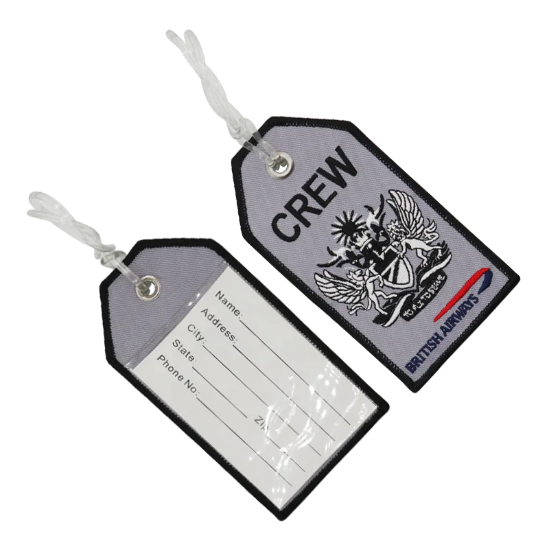 Custom Made Logo Branded Traveller Embroidered Luggage Tags Personalized Modern Embroidery Designs Luggage Suitcase Bag Tag