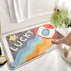 Non Slip Bathroom doormat absorbent fluffy microfiber rugs carpet long pile tufted floor mat
