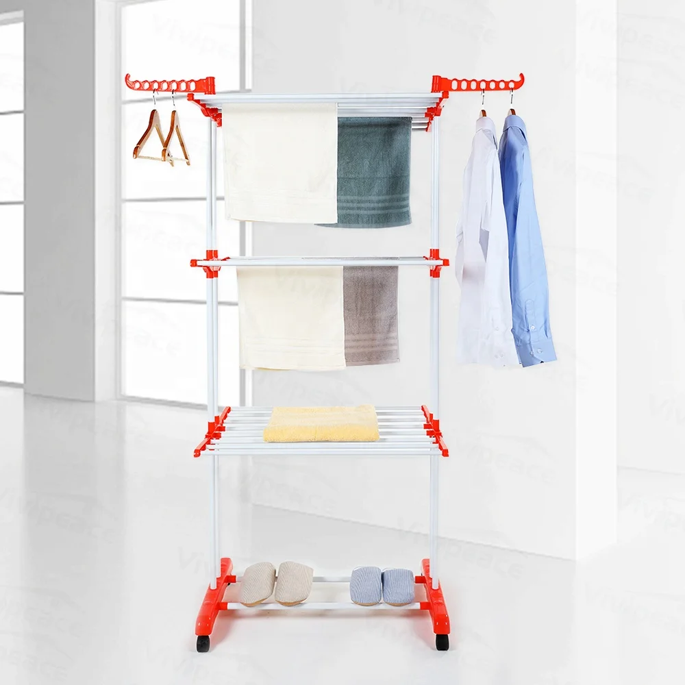 3 яруса кружевных прокатки вешалка для сушки одежды стойки белья с складная форма крыльев в