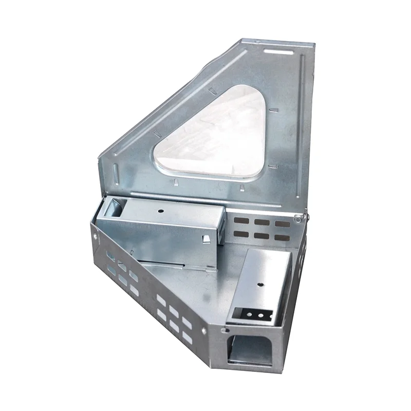 Humane Live Catch Metal Triangle Multi-Catch Mouse Trap With Solid Lid Repeater Corner Unit