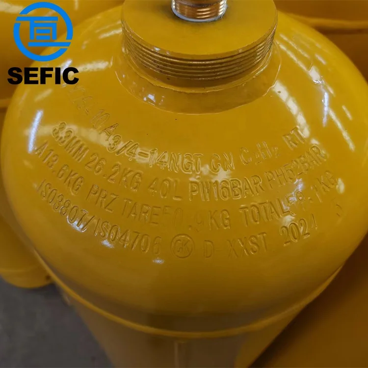 Industrial ISO3807 ISO4706 40 Liter Empty Dissolved Acetylene Gas Cylinder High Purity C2H2