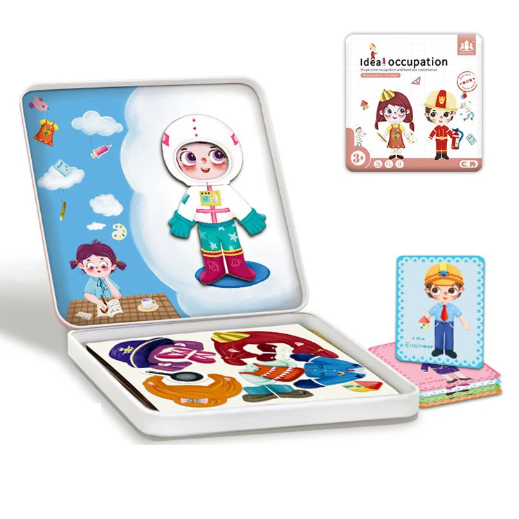 KIDS magnetic jigsaw puzzle iron box Puzzle toy  animal traffic magnetic educational puzzle game