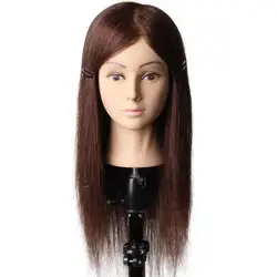 100% Real Human Hair Training Head Wig Dummy Doll Head Hairdresser Practice Hairstyles Hairdos Haircuts Permed