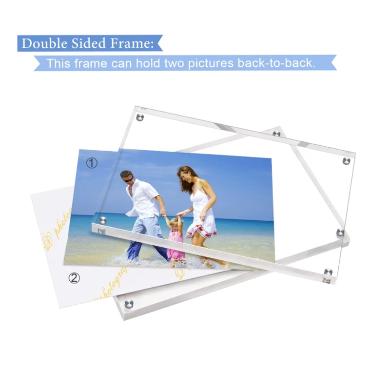 
Acrylic 5x7 Picture Frames Horizontal Magnetic Double Sided Photo Frame Clear Picture Frame Desktop Display Supplier 