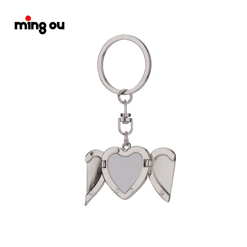 Love Magic Photo Locket keychain Memory Sublimation Angel wings locket keychain