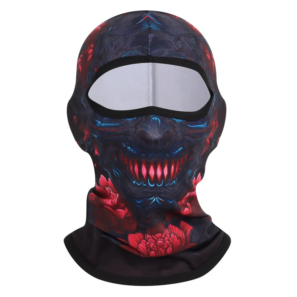 2024 Custom Sublimation Printing Logo Quick Drying Cycling Motorcycle Full Face Cover Breathable  Mesh Ghost Balaclava Mask