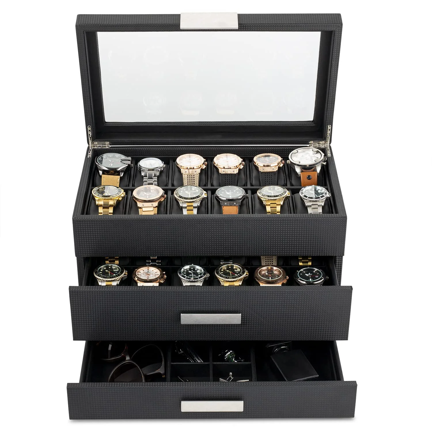 Custom Pu Leather Watch Box Wooden Organizer Storage Cases Watch Band Box