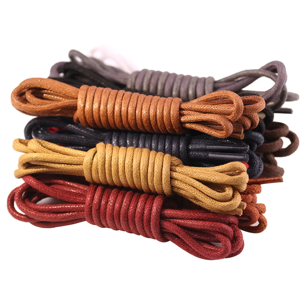 Can Custom fashion good quality round waxed shoe laces 2.5mm wide 0.5-2m length for leather shoes