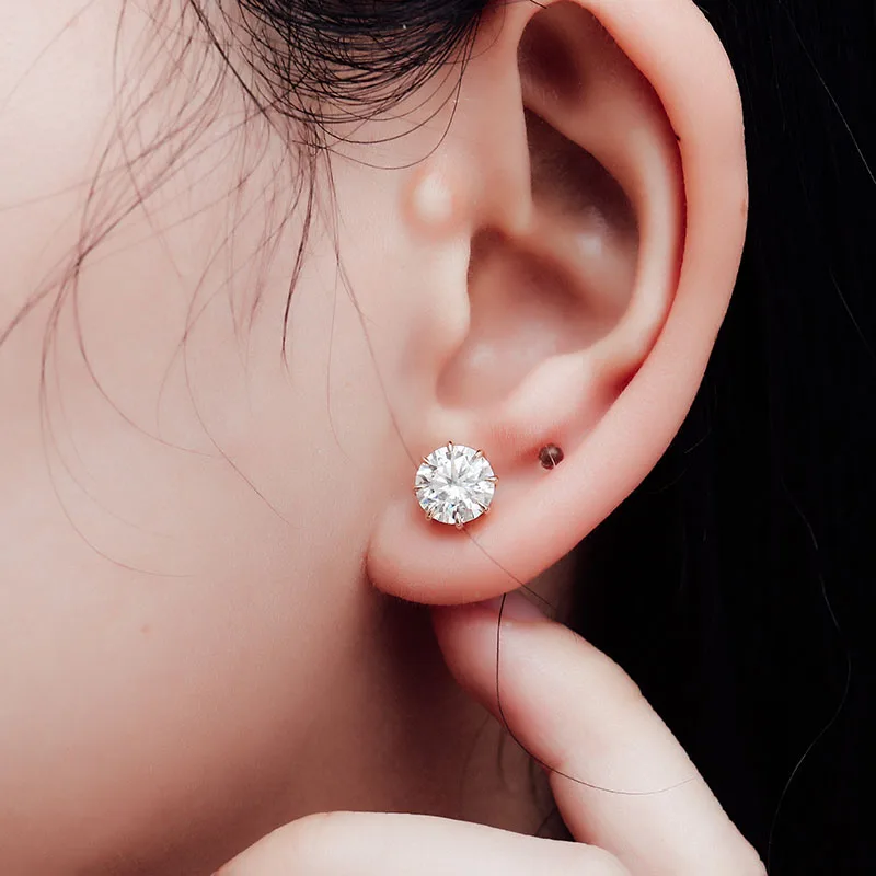 Fashion Jewelry Ear Ring 10k 14k 18k gold yellow rose white color DEF Moissanite Stud Earrings For Women