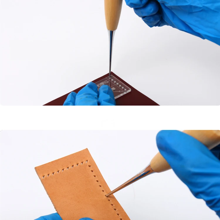 Wholesale Leather Punching Tool  Stainless Steel Wooden Handle Stitching Sewing Awl Tool