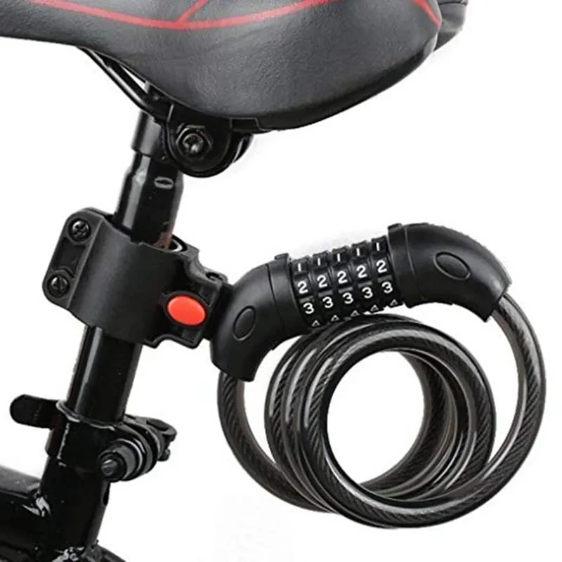 Bicycle Lock Steel Cable Chain Security Password 4 Digit Lock Anti-Theft Safety Bike Bicycle Accessories Bike Lock