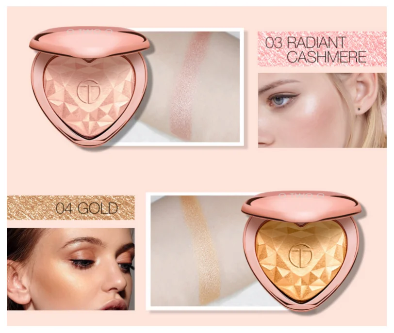 2019 explosion heart-shaped 5-color private label concealer makeup powder with mirror