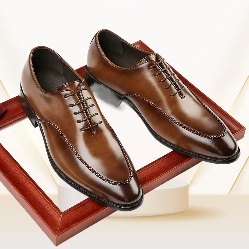 Men Formal Business Shoes Soft Leisure Pointed Office Oxford Casual Flat Loafers Lace-up Moccasins Work Dress Male