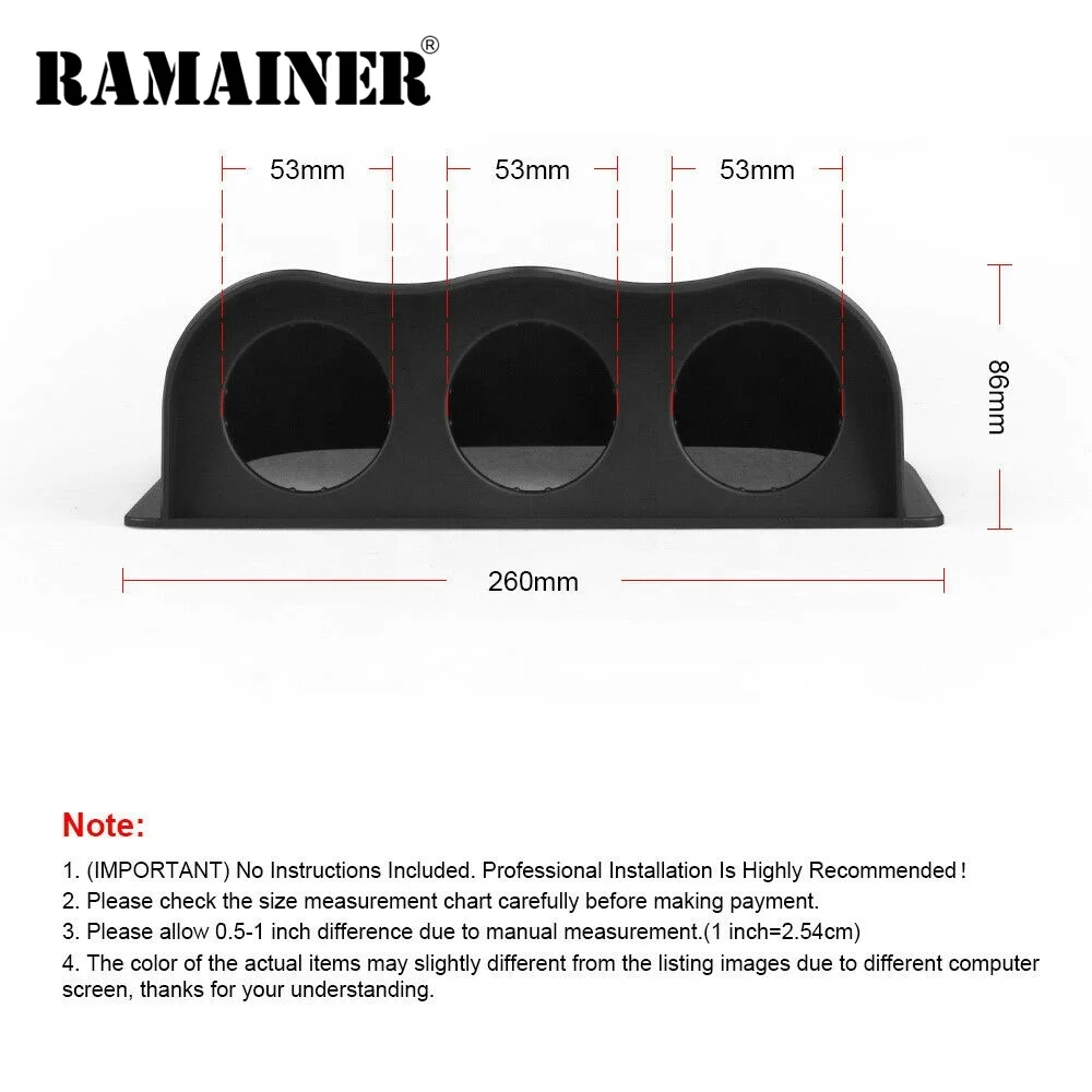  Ramainer 2 дюйма 52 мм автомобиля указатель приборной панели метр Pod 3 отверстия панельный крепимый держатель Чемпионат мира по кронштейн датчика черного
