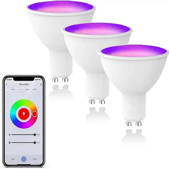 Wifi Tuya Dmx SMD Smart GU10 3W 5W 7W  LED Par Spot Light Bulbs 3000K