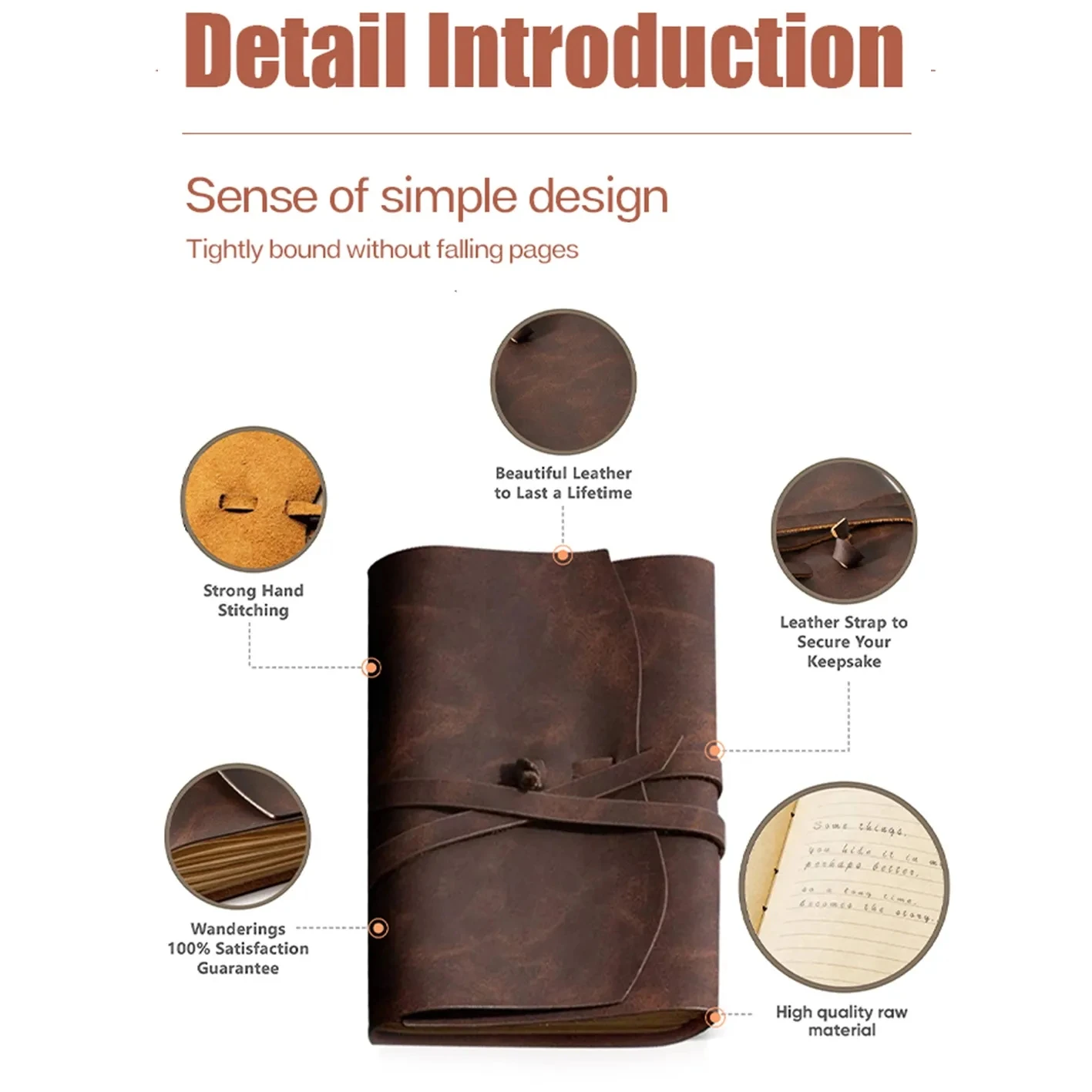 Leather Travel Writing Journal Leather Personalized Notebook for Home Office Traveling Gift