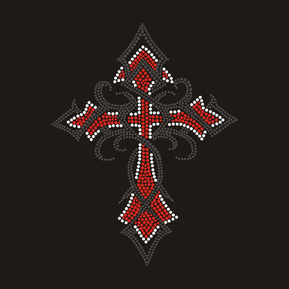 Bling Iron On Transfer Cross Rhinestone Designs Heat Transfer Rhinestone Patch For Clothing