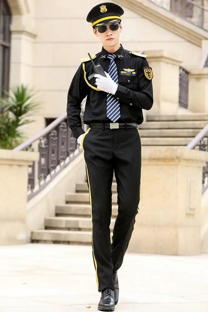 С длинными рукавами; Блуза для школьной формы охранник униформа для мужчин