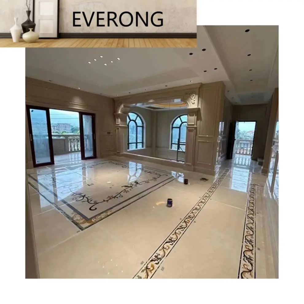 Customized Crema Marfil WaterJet Marble Floor Medallion Design