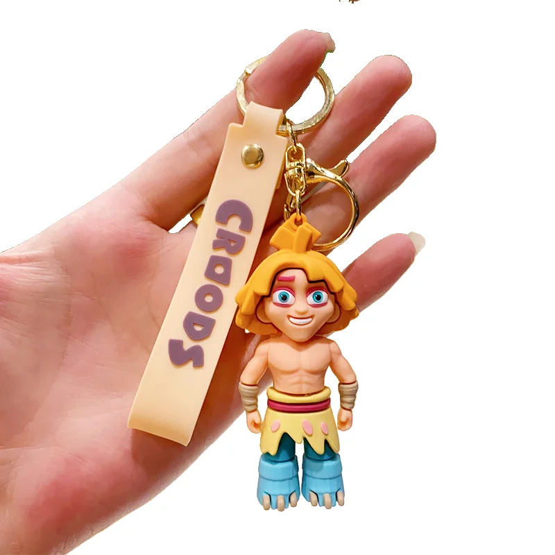 Fantasy action adventure animated movie The Crood toys keychain Promotional Wholesale Silicone PVC Anime KeyChains Accessories