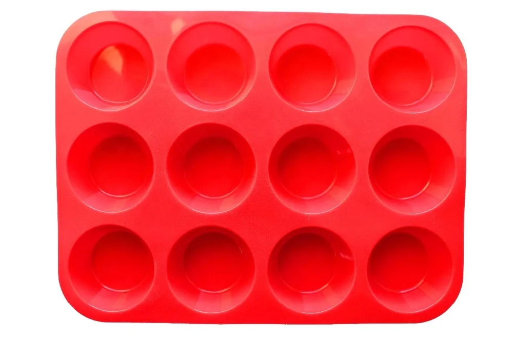 12 Cavities Nonstick Mini Pan Baking Liners Muffin Cups Silicone Cupcake Mold