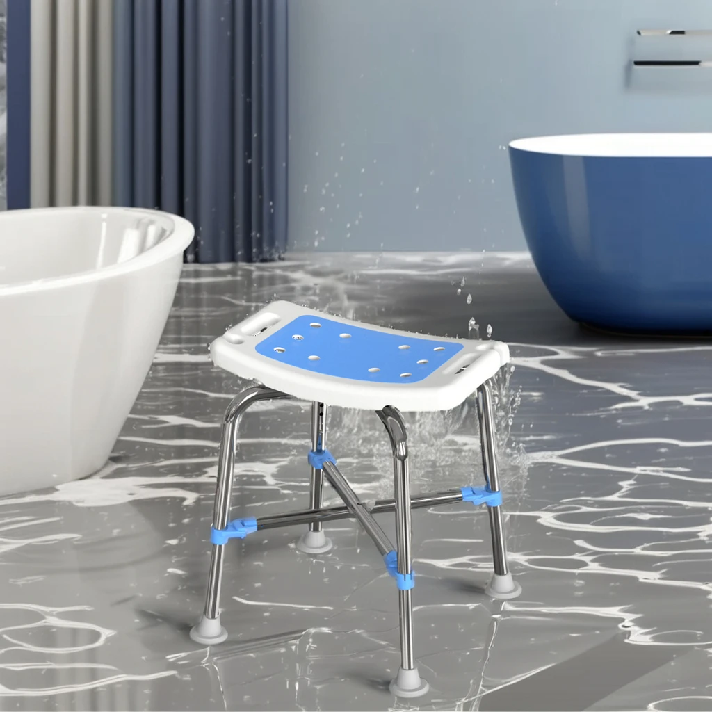 Dearevery Aluminum Alloy Adjustable Hospital Medical Nurse Shower Chair for Elderly and Disabled