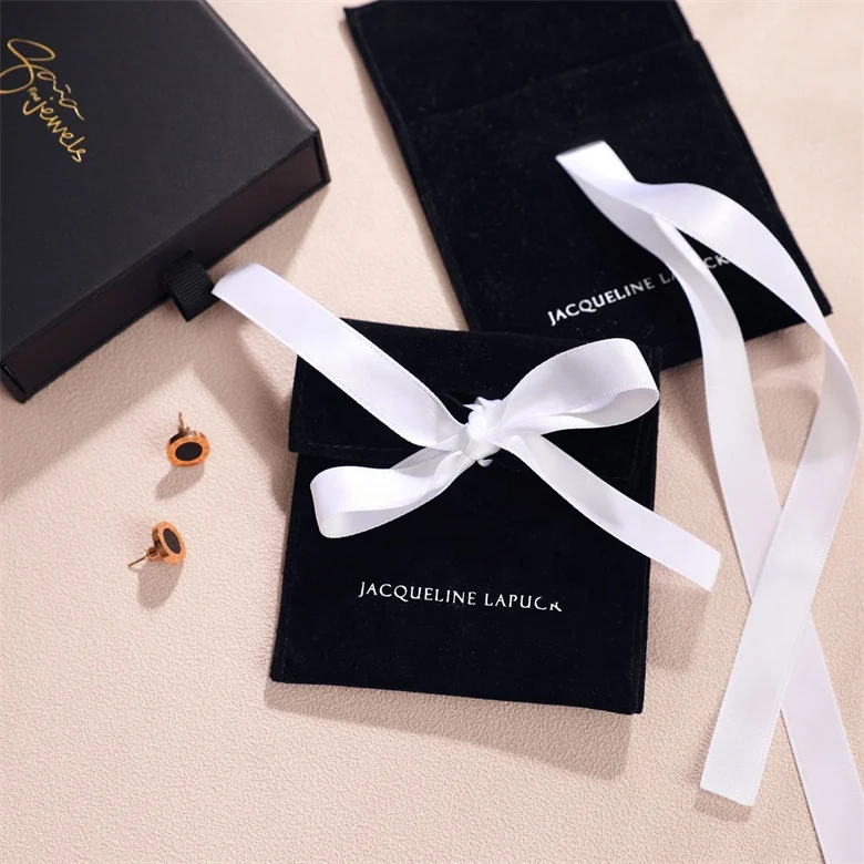 New black Hot Mini Customized Bag Custom Luxury Necklace Suede Jewelry Earring Pouches With Logo