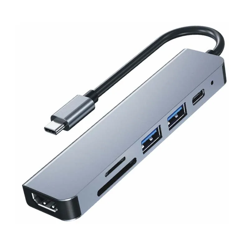 Flykan 6-IN-1 USB-C Portable Docking Station 4K HD Type-A Portable USB Type-C/Thunderbolt 3 Mini Docking Station DK-UC61HD60