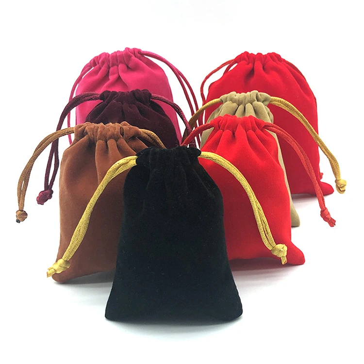 Popular factory price high quality  multi-function jewelry pouch packaging bundle pocket drawstring dust velvet fabric bags