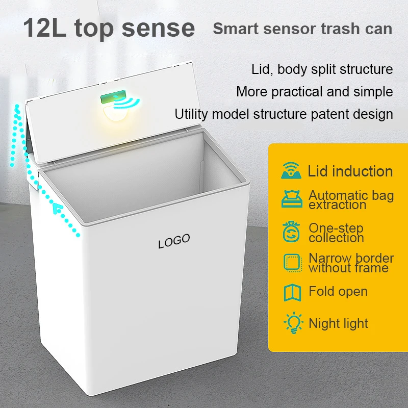 Smart sensor trash can bathroom bedroom Innovation One step collections automatic bag collection electric Smart sensor trash can
