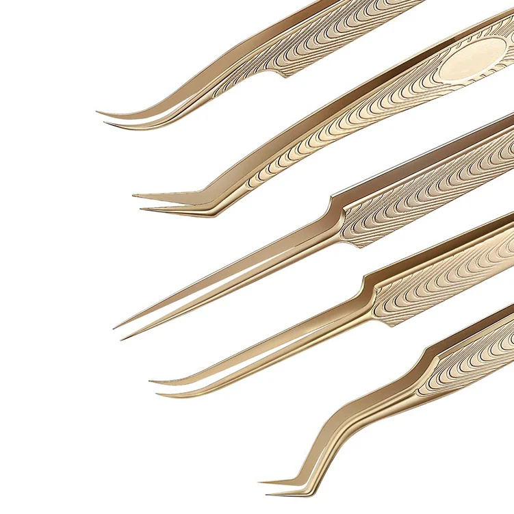 Wholesale 45 degree custom stainless steel private label black diamond grip eyelash extension tweezers coated tip
