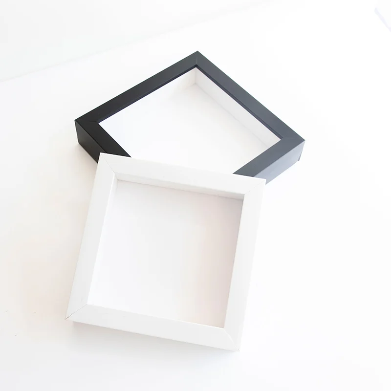  Индивидуальная оптовая продажа глубина 6 см 8x8 12x12 новая глубокая 3D теневая коробка белая и черная Четырехцветная пластиковая