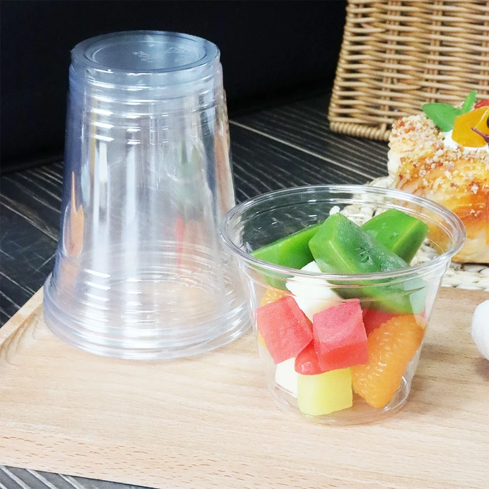 Custom Logo Printed Clear Disposable Plastic U Shape PET Juice Boba Milk Bubble Tea Cup with Lids