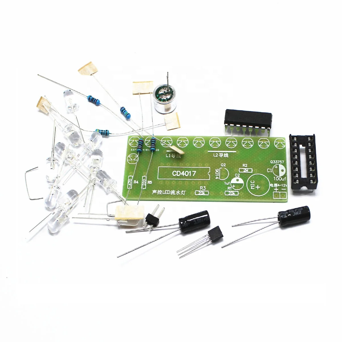 Набор обучающей электроники Taidacent CD4017 светодиодный светильник с голосовой активацией цветной комплект управления светом Обучающий набор для