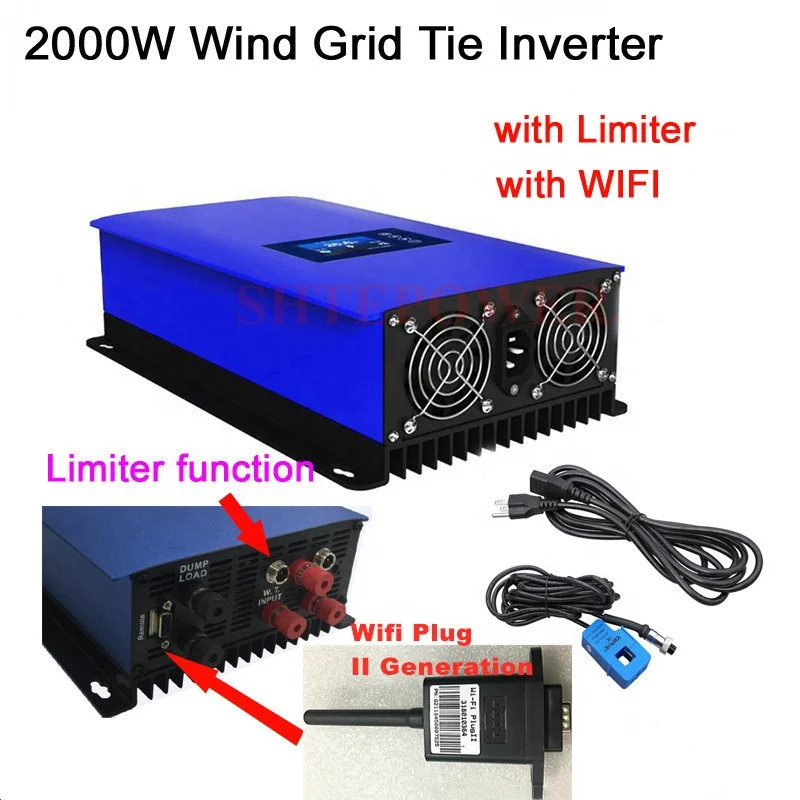 New generation LCD display Wind Grid Tie Inverter 2000W With Limiter Sensor With Wifi Monitoring For AC 48V Wind Turbines