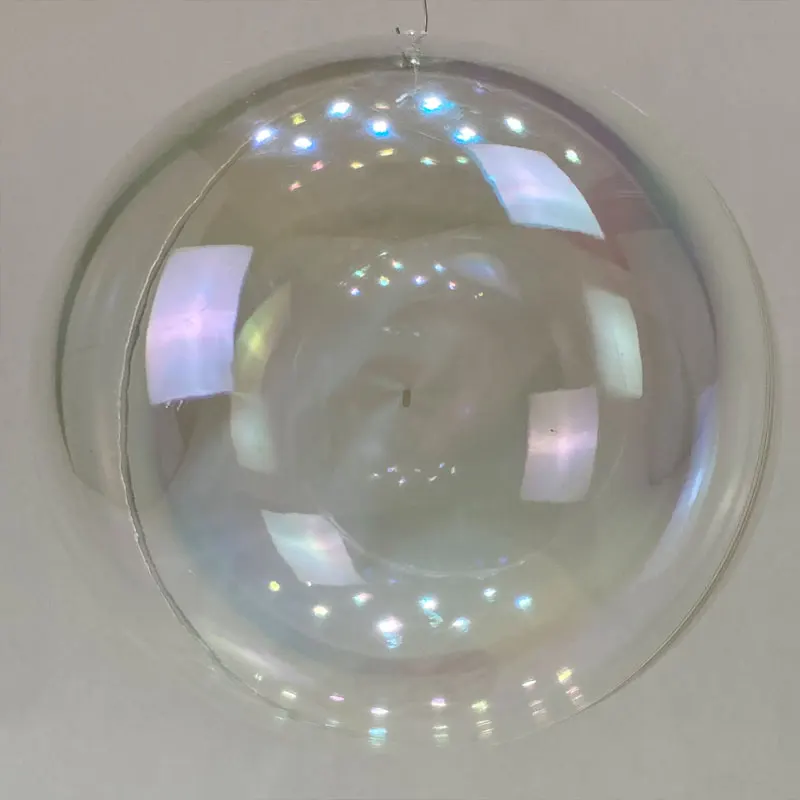 Оптовая продажа, пластиковый шар 12 см, Подвесные Украшения для рождественской елки, шар радужного цвета, пластиковые открывающиеся пузырьки
